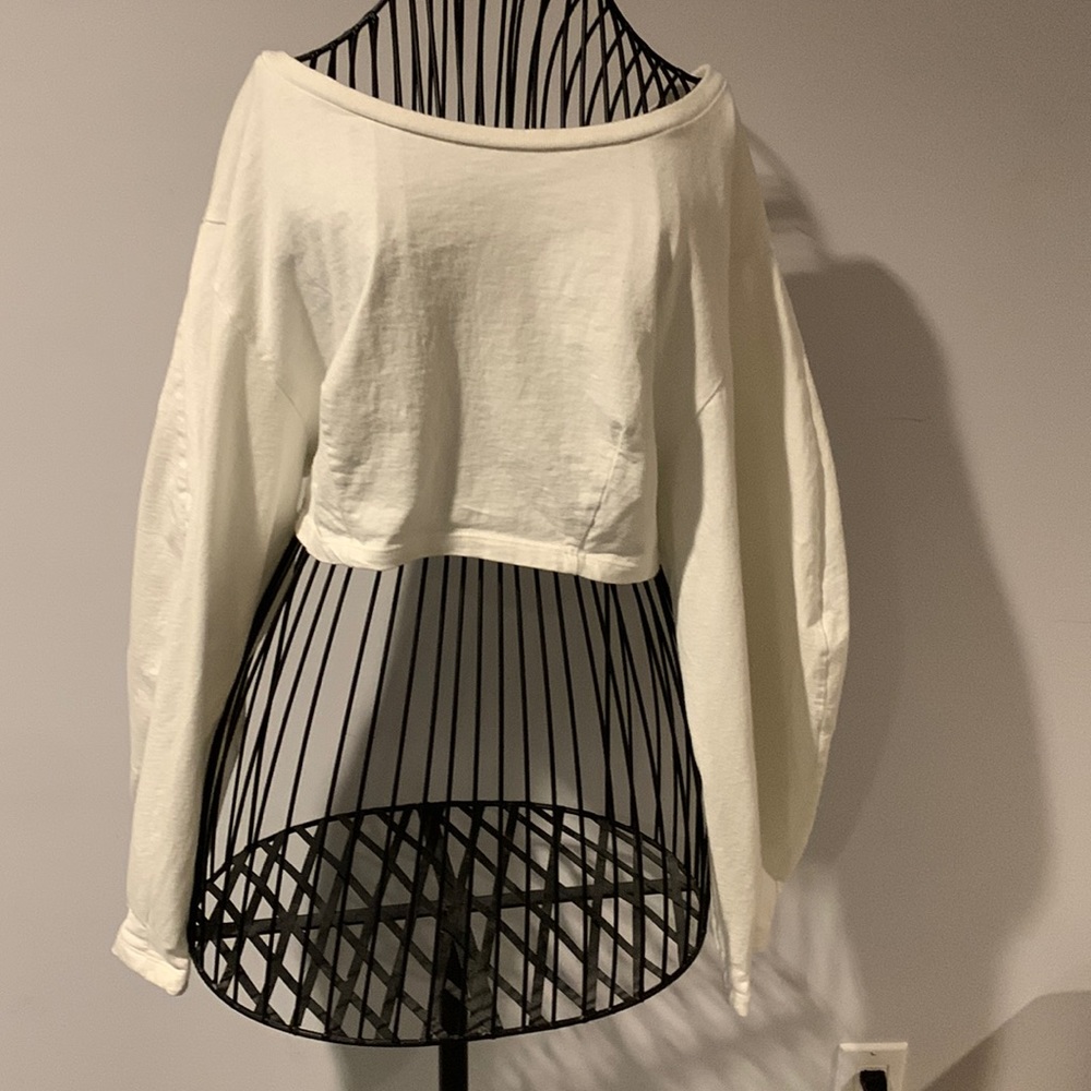 Crop balloon sleeved top